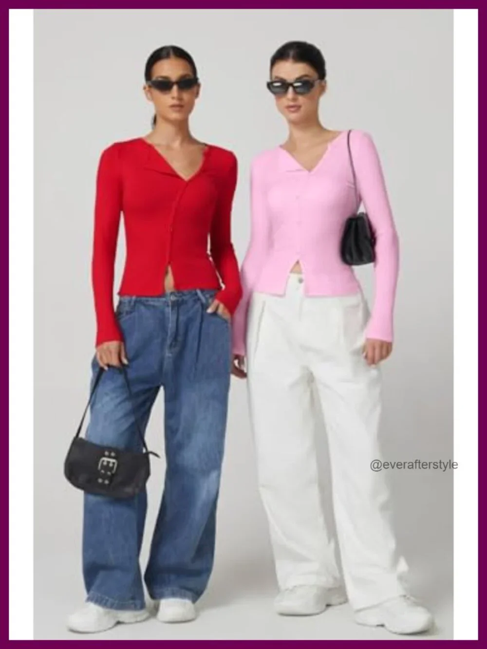 Long Sleeve Ribbed Crewneck Top with Upper Button Fastening Going Out Tops - Picture 5 of 6